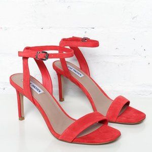 STEVE MADDEN Suede Ankle Strap Heeled Sandals